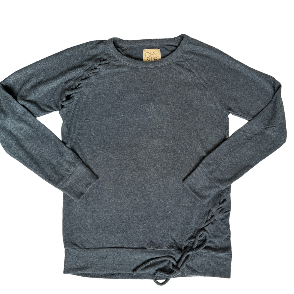 NWT Chaser Lace Up Pullover Raglan Super Soft Sweater Blue M